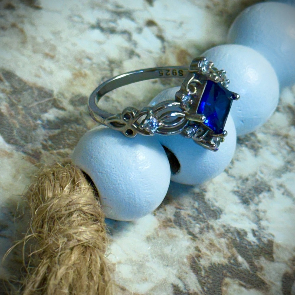 Silver Ring With Blue Gemstone - image 2